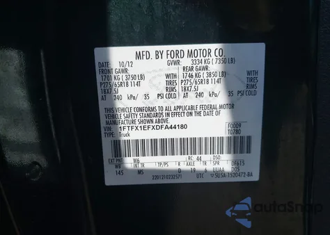 2013 Ford F-150 Xlt from USA, damaged, VIN 1FTFX1EFXDFA44180